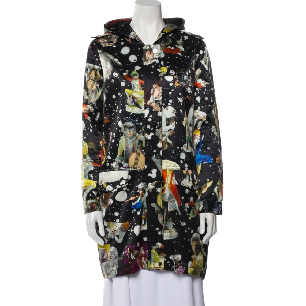 NWT Libertine Dazzling Hooded Lined Raincoat w/ Rhinestones Retail $1725 23" p2p